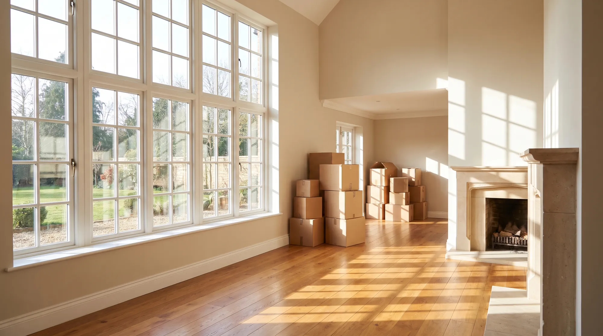Sunlit empty room of a home for sale with windows ready for inspection